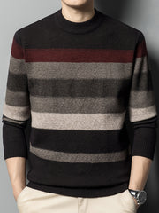 Cozy Color Block Sweater - Softly Knitted, Ultra-Stretchy, Classic Crew Neck, Warm and Cozy for Cold Weather - Designed for Men, Perfect for Fall and Winter Seasons