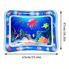 1pc Inflatable Jellyfish Crawling Mat, Under The Sea World Anime Ocean Theme Red Jellyfish Rattle Water Mat, Sports And Entertainment Inflatable Crawling Mat