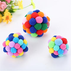 Brighten Up Your Cat's Day with Colorful Pom Pom Balls - High Quality Pet Toy! - Kerala Elegance