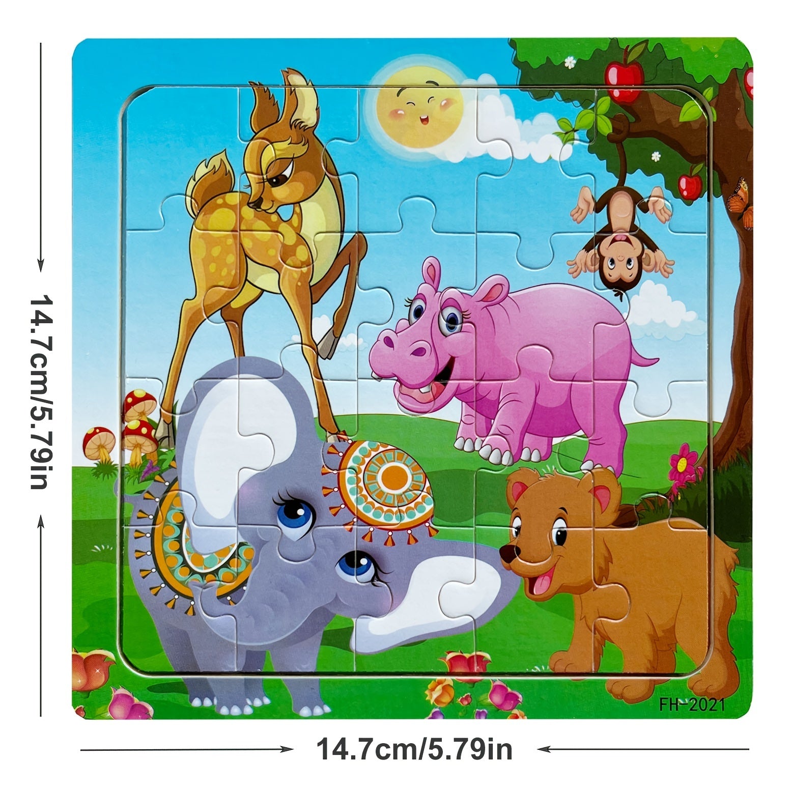 Diikamiiok 5.79in/14.7cm 20pcs/pack Wooden Puzzle Cartoon Animals Car Letter Number Pattern Jigsaw Puzzles Game, Kids Educational Learning Toys Halloween, Christmas Gift, Thanksgiving Day Gift