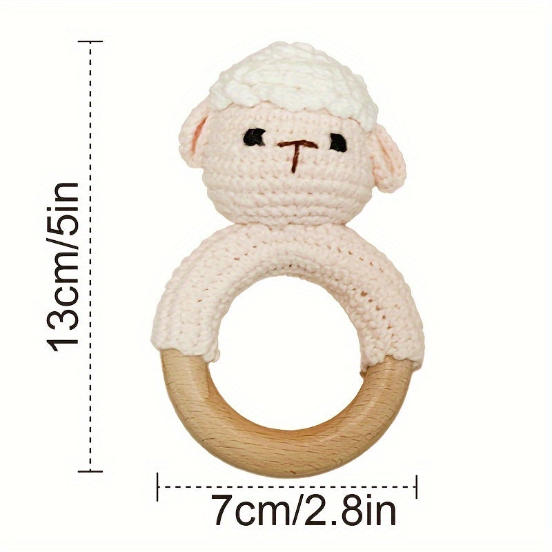 Handcrafted Baby Rattle - Cute Cartoon Sheep Design, Soft Cotton Knit Toy For Newborns To 8 Years - Perfect Gift For Christmas & More