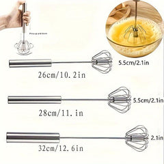 Stainless Steel Semi-Automatic Egg Beater, Hand Push Rotary Mixer For Whisking, Beating & Stirring, Multifunctional Kitchen Tool For Cooking, Baking - No Electricity Needed, Durable Grinder For Kitchen Egg Cooker Electric