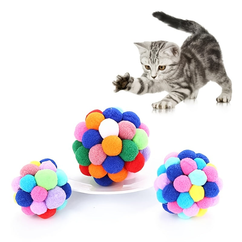 Brighten Up Your Cat's Day with Colorful Pom Pom Balls - High Quality Pet Toy! - Kerala Elegance