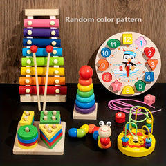 Beginner's Montessori 6-in-1 Educational Toy: Music, Beads & Learning Shapes, Portable & Perfect for Gifting