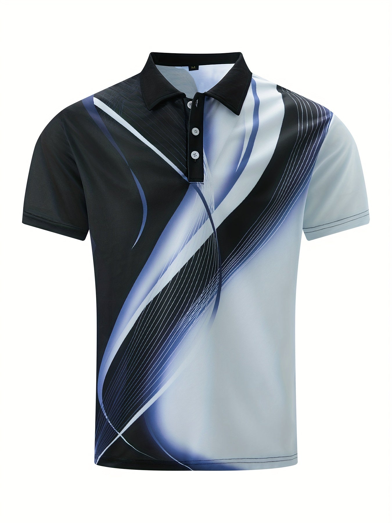 Mens Fashionable Color Block Geometric Pattern Short Sleeve Shirt - Lightweight & Comfortable for Summer Daily Wear & Golf - Stylish Lapel Button Up Top