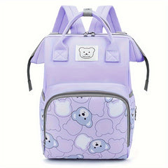 Fashion-Forward Moms Backpack - Ultra-Lightweight, Waterproof, & Spacious with Adorable Bear Design - Perfect for On-the-Go, Includes Stroller Attachment