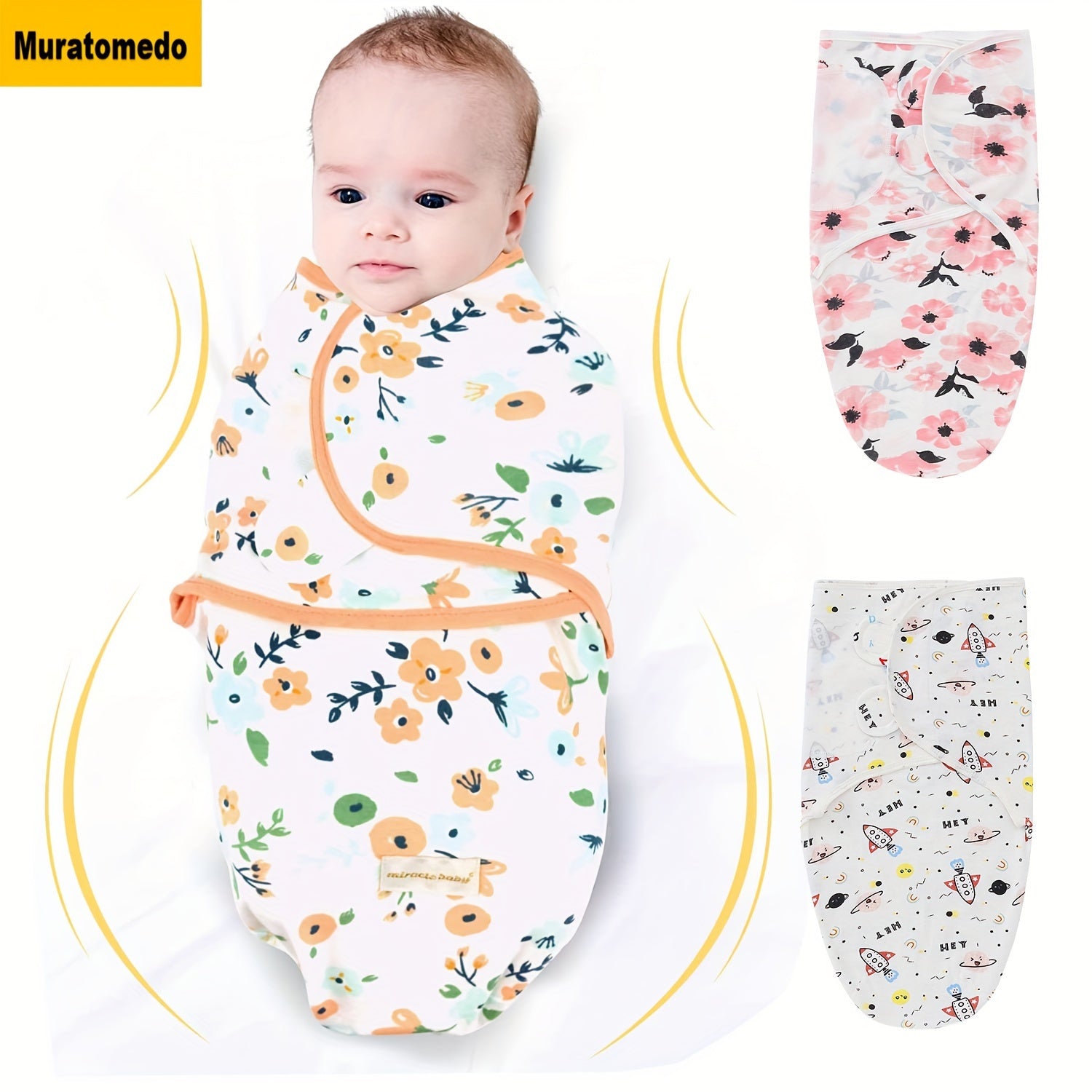 Muratomedo Newborn Swaddling Set Adjustable Sleeping Bag for Boys and Girls Easy Wrapping Baby Wrap Ideal for 0-6 Months Christmas Halloween Thanksgiving Day Easter Gift