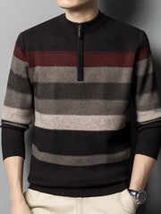 Cozy Color Block Sweater - Softly Knitted, Ultra-Stretchy, Classic Crew Neck, Warm and Cozy for Cold Weather - Designed for Men, Perfect for Fall and Winter Seasons