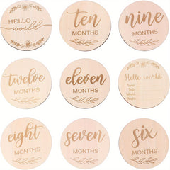 12pcs Wooden Monthly Milestone Cards, Milestone Discs For Photo Props