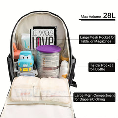 Portable Mommy Backpack With Insulated Pockets, Multifunction Waterproof Travel Bag For Mom And Dad