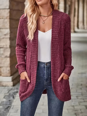 Trendy Solid Open Front Cardigan - Long Sleeve Drop Shoulder Outwear - Stylish & Comfortable for Spring to Fall - Perfect Womens Wardrobe Staple