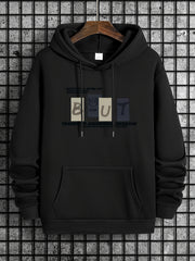 Letter Print Hoodie, Cool Hoodies For Men, Men's Casual Graphic Design Hooded Sweatshirt Streetwear For Winter Fall, As Gifts