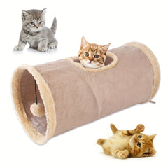 Cat Suede Tunnel Dog Training Tunnel, Foldable Storage Tunnel With Hanging Ball Pet Toys Play Tunnels For Cat Interactive Toy - Kerala Elegance