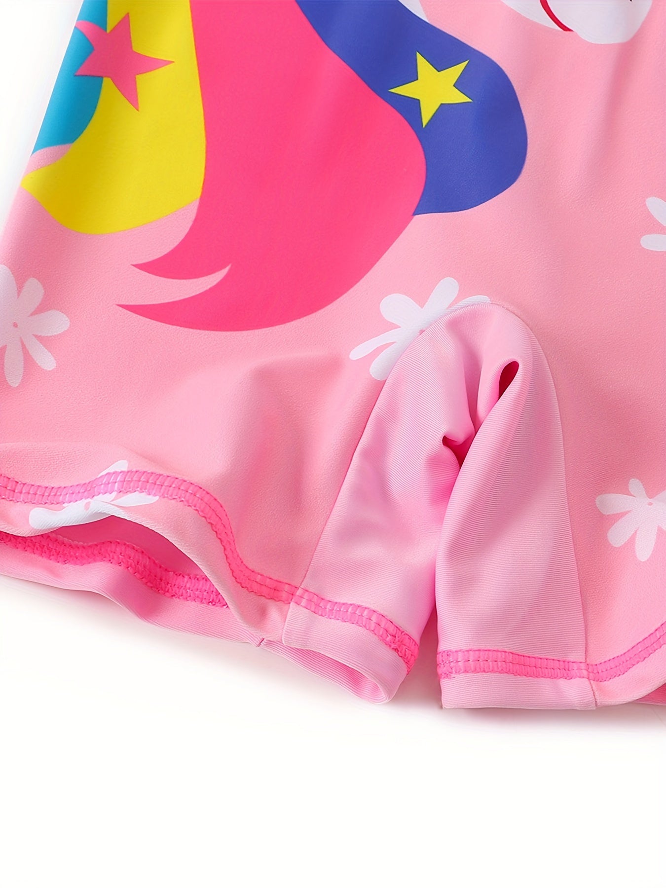 Adorable Unicorn Print Girls 1-piece Swimwear - Seamless Splicing, Colorful Design - Perfect Beachwear, Magical Gift for Little Mermaids