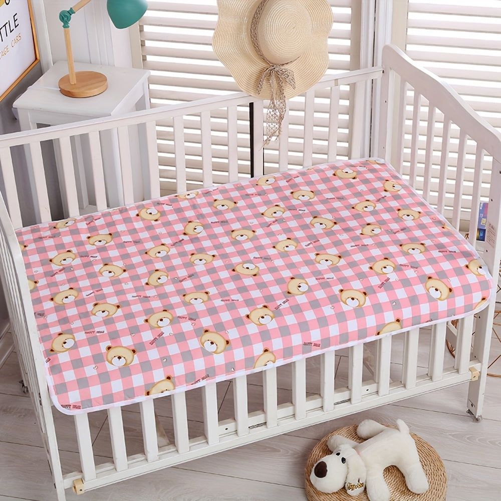 1pc Super Soft Waterproof Diaper Changing Mat, Breathable Washable Cartoon Printed Bed Care Mat