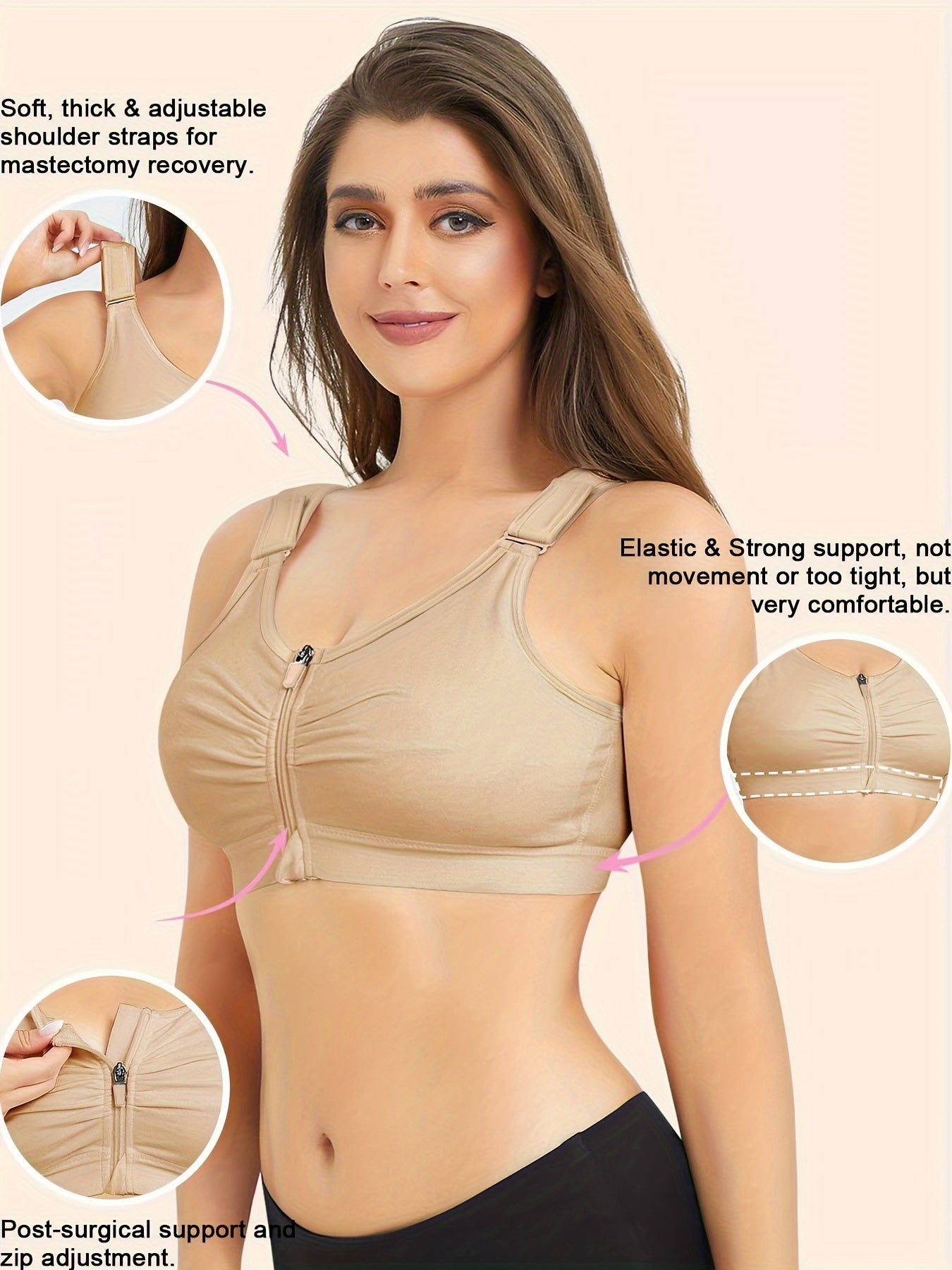 Ultra Comfy Bra - Ultra-Breathable Fabric, Easy-On Front Zip, Full Coverage, Adjustable Straps, Wireless Design - Designed for Women, Perfect for Everyday Lingerie and Underwear Needs