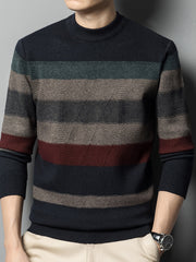 Cozy Color Block Sweater - Softly Knitted, Ultra-Stretchy, Classic Crew Neck, Warm and Cozy for Cold Weather - Designed for Men, Perfect for Fall and Winter Seasons