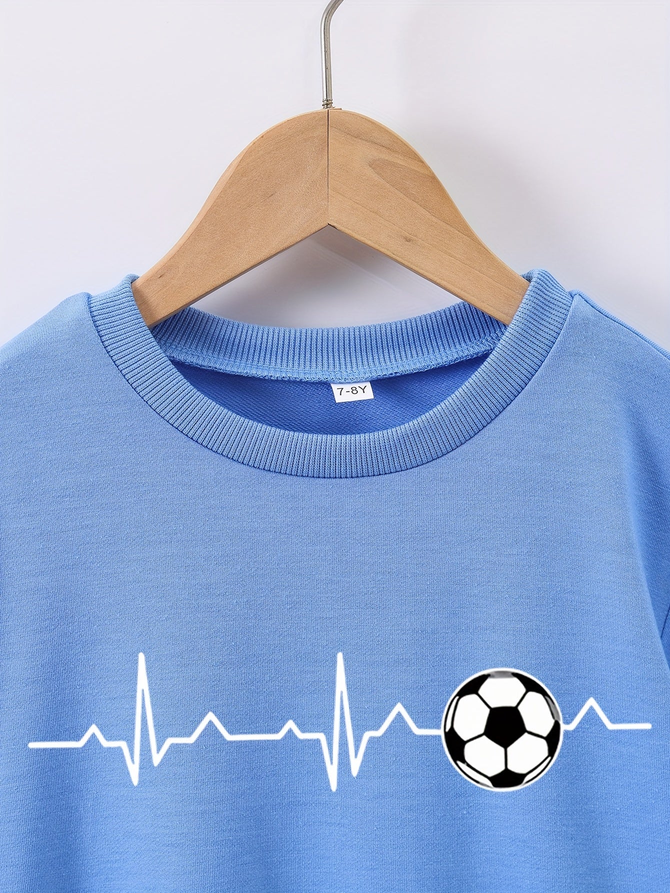 Curvy Line & Soccer Ball Graphic Print, Boys Stylish & Trendy Long Sleeve Sweatshirt For Fall & Winter, Boys Streetwear Clothing