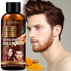 100g Dark Brown Hair Care Shampoo, Travel Size, Deep Cleaning Scalp Moisturizing Hair, Rich In Ginseng+turmeric+licorice Root Essence To Cover Gray Hair, Solidify Hair Color, Make Hair More Healthy And Energetic For Men