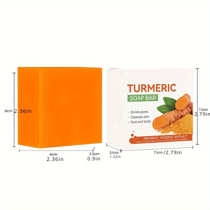 2pcs Turmeric Series, Turmeric Face Cream + Turmeric Soap Set Turmeric Handmade Soap For Face And Body Cleansing, Turmeric Rejuvenating Cream Set Box