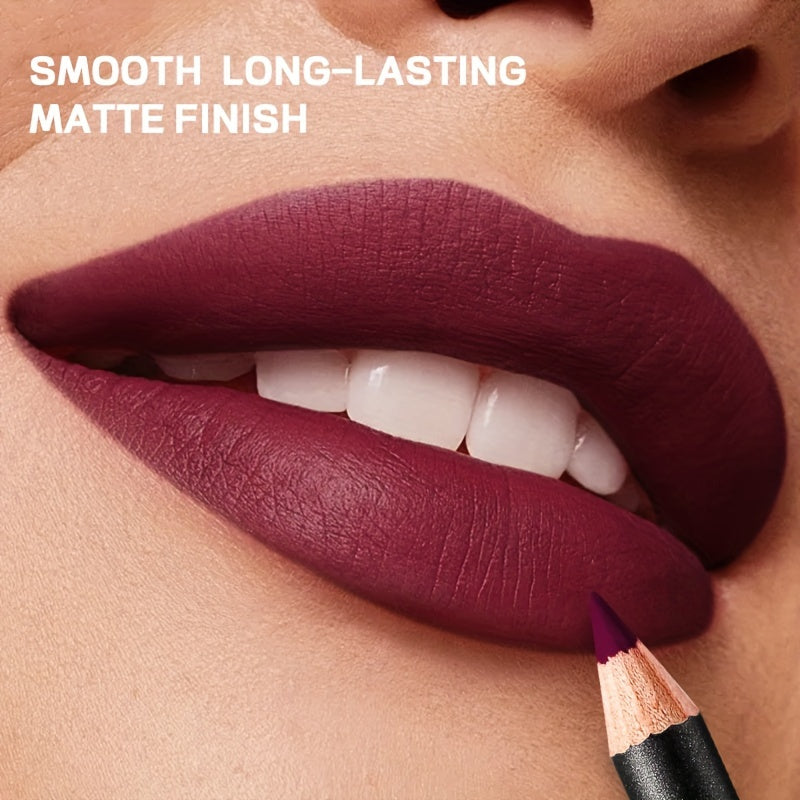 Velvet Matte Lip Liner Pencil, Long-Lasting & Non-Drying, Waterproof & Sweatproof, For All Skin Types - Available In Brown, Berry, Pink, Purple, Red Shades