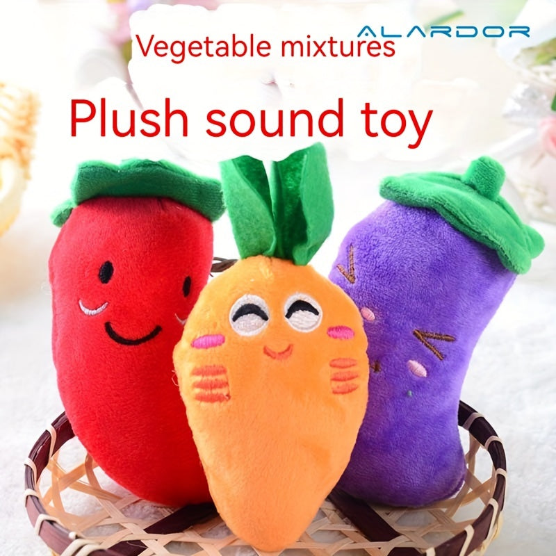 1pc Vegetable Design Pet Grinding Teeth Squeaky Plush Toy, Durable Chew Toy For Dog Interactive Supply - Kerala Elegance