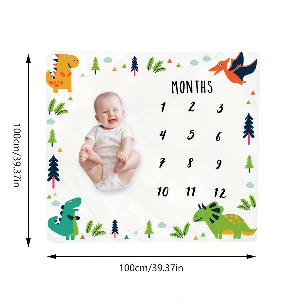 Newborn Baby Monthly Growth Milestone Photography Props,, Commemorative DIY Dinosaur Print Background Cloth, Infant Boy Girl Photo Accessories