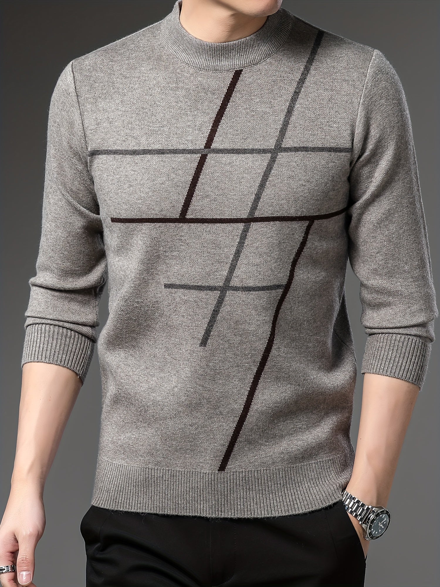 Mens Ultra-Soft Cable Stripe Knit Sweater - Comfortable & Stylish Casual Pullover - High Stretch, Crew Neck, Breathable - Perfect All-Match Fall Winter Wardrobe Essential