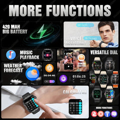 New Rugged Smart Watch Men Wireless Call IP68 Waterproof Sport Fitness AI Voice Outdoor Smartwatch For Mobile Phones