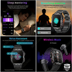 New Rugged Smart Watch Men Wireless Call IP68 Waterproof Sport Fitness AI Voice Outdoor Smartwatch For Mobile Phones