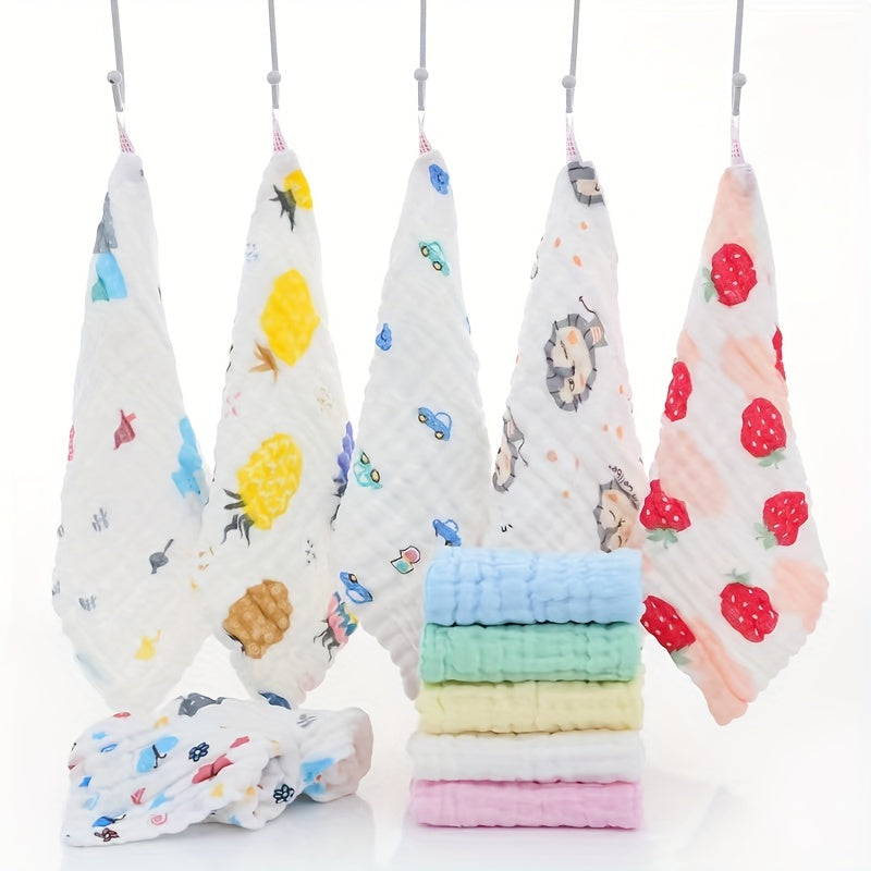 5pcs 30x30cm Cotton Soft Baby Towels, Baby Face Towels, Handkerchief, Bathing Feeding Face Washcloth, Wipe, Burp Cloths