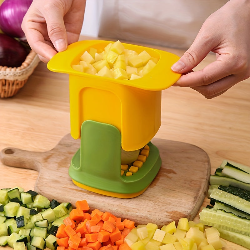 Manual Vegetable Chopper 1 Pack - Durable Plastic Fruit & Veggie Dicer for Hotel/Commercial Use - Ideal for Potatoes, Onions, Carrots - No Electricity Needed