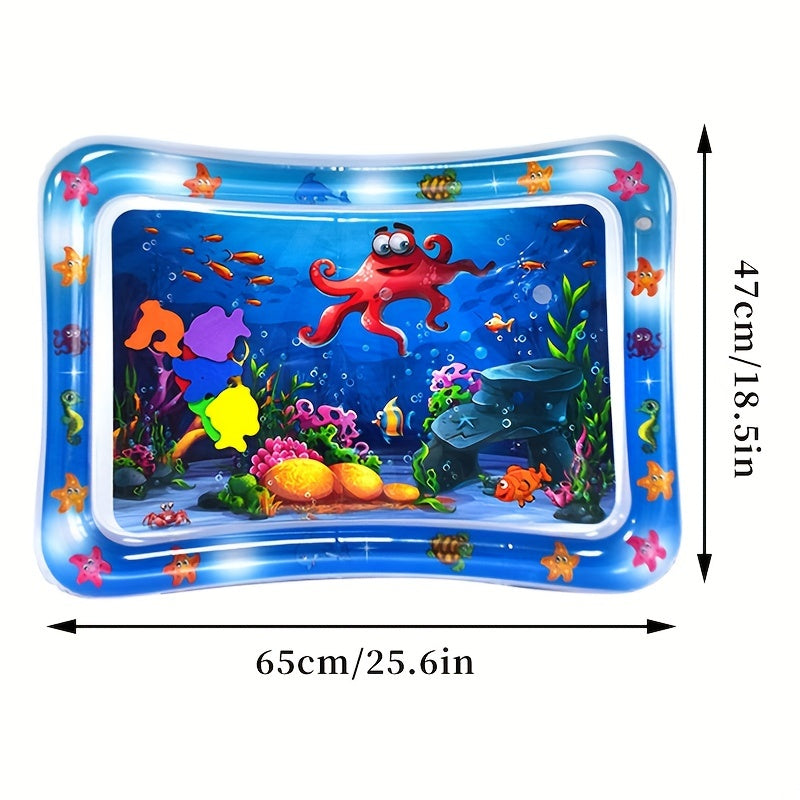 1pc Blue Animals Inflatable Water Mat, Cartoon Inflatable Crawling Mat, Cushion, Great Christmas Halloween Thanksgiving Day Gift, New Year's Gift, Valentine's Day Gift