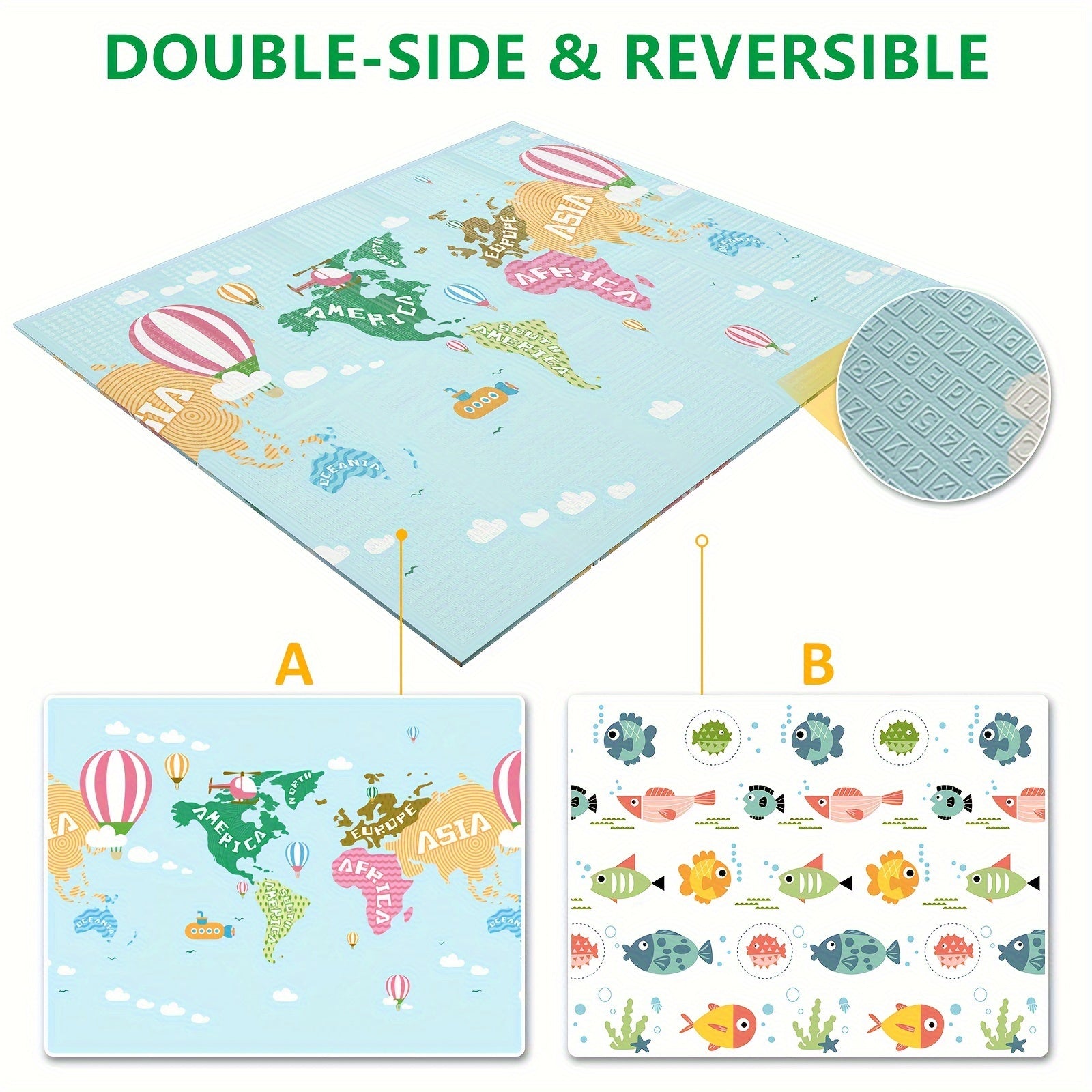 Foldable Baby Play Mat, Large Thick Waterproof Crawling Mat, Activity Mat for Infants Toddlers, Portable Double-Sided Crawling Mat Easy Clean 200x180x1cm (78.7 * 70.8 * 0.4)'' CANMALCHI