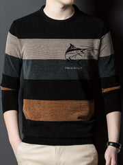 Ultra-Comfortable Mens Color Block Sweater - Soft Knit, High Stretch Pullover - Versatile Casual Style for Fall Winter