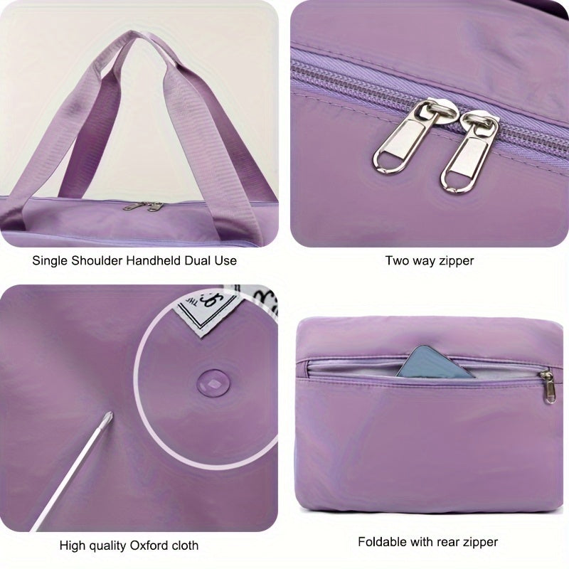 1pc Large Mommy Bag, Water Proof Oxford Cloth, Expandable Bottom Travel Storage Bag, Two-way Zipper For Separating Wet And Dry Items, Gym Yoga Bag, Mommy Handbag, Foldable Portable Luggage Storage Bag