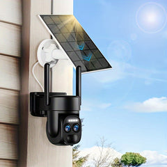 IP66 Waterproof 2K High-definition Safety Camera With Solar Panel 3MP PTZ Monitoring System Dual Lens, 2.4G WiFi Sports Spotlight, Color Night Vision, Two-way Call Ultra Wide Angle, PIR Motion Detection, Two-way Audio