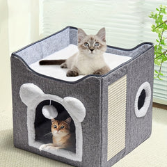 Pet Double Layer Cat Nest Cat Bed, Suitbale For All Seasons, Winter Warm Large Pet Nest Villa, Cat And Pet Supplies