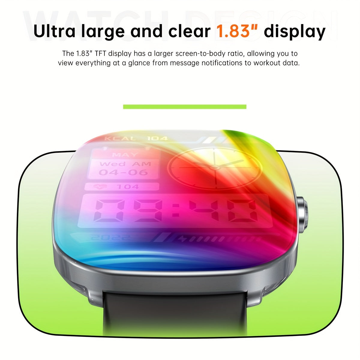 IP68 Waterproof Smartwatch with 4.65cm Full Touch Display, Syncs with Smartphone, 300mAh USB Rechargeable Battery, Wireless 5.0, Sleep & Monitor, 100+ Exercise Modes, Compatible with iPhone & Android