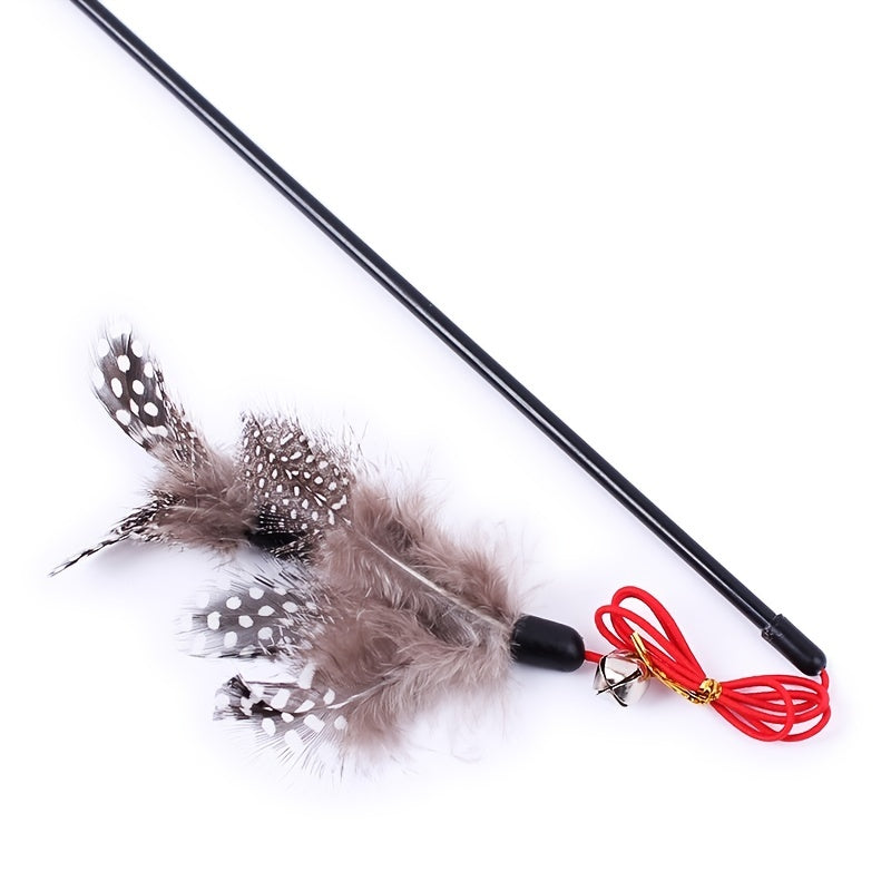 Interactive Cat Toy - 1pc Cat Teaser Stick with Feather & Bell for Indoor Cats' Fun & Exercise - Kerala Elegance