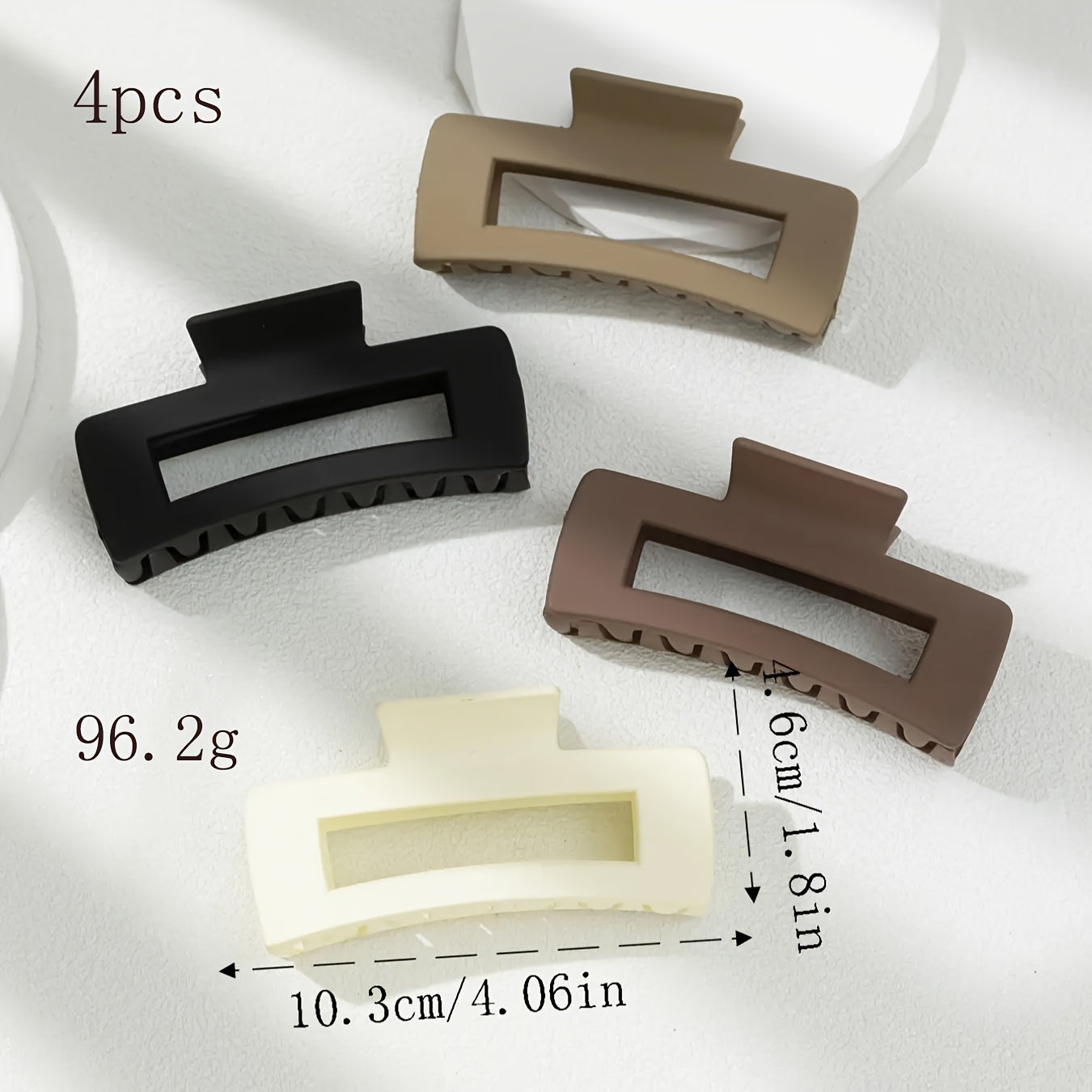 4 Pcs Rectangle Hair Claw Clips, Solid Color Non-Slip Strong Hold Jaw Hair Clips, Styling Accessories For Women Thin Thick Hair