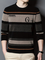 Ultra-Comfortable Mens Color Block Sweater - Soft Knit, High Stretch Pullover - Versatile Casual Style for Fall Winter