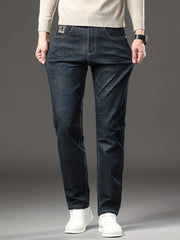 Men's Straight Leg Denim Pants, Men's Classic Design Jeans, Versatile For Business And Casual Wear