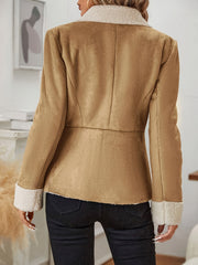 Lapel Neck Button Front Coat, Stylish Long Sleeve Coat For Spring & Fall, Women's Clothing