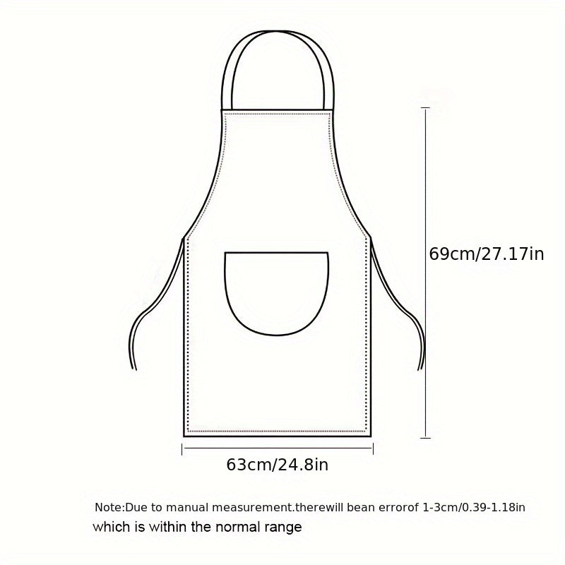 1pc Waterproof and Oil-Proof Cooking Apron with Pockets, Adjustable Multipurpose Polyester Knit Fabric Kitchen Apron for Coffee Bar and Restaurant