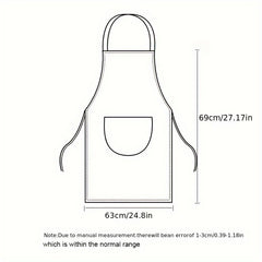 1pc Waterproof and Oil-Proof Cooking Apron with Pockets, Adjustable Multipurpose Polyester Knit Fabric Kitchen Apron for Coffee Bar and Restaurant