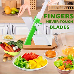 Adjustable Mandoline Slicer: Kitchen Gadget for Vegetable Chopping, Potato Slicing, French Fry Cutting, and Salad Making - Manual Operation with Stainless Steel Blade