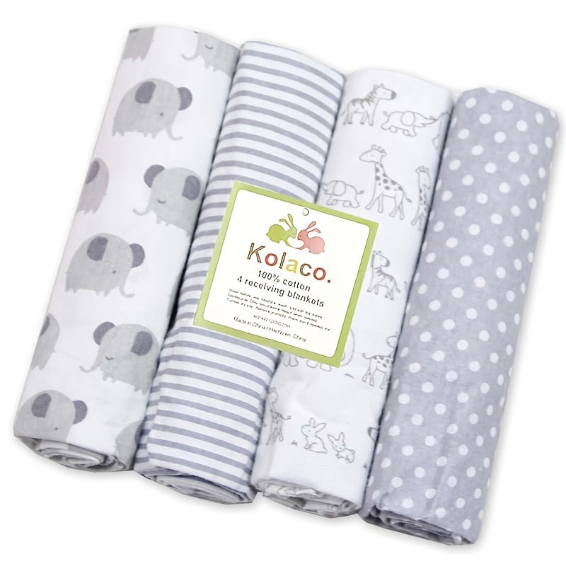 4pcs Soft & Cozy Cotton Receiving Blankets For Newborns - 76x76cm/ 29.92x29.92inch Christmas, Thanksgiving Day, New Year, Valentine's Day Gift Easter Gift