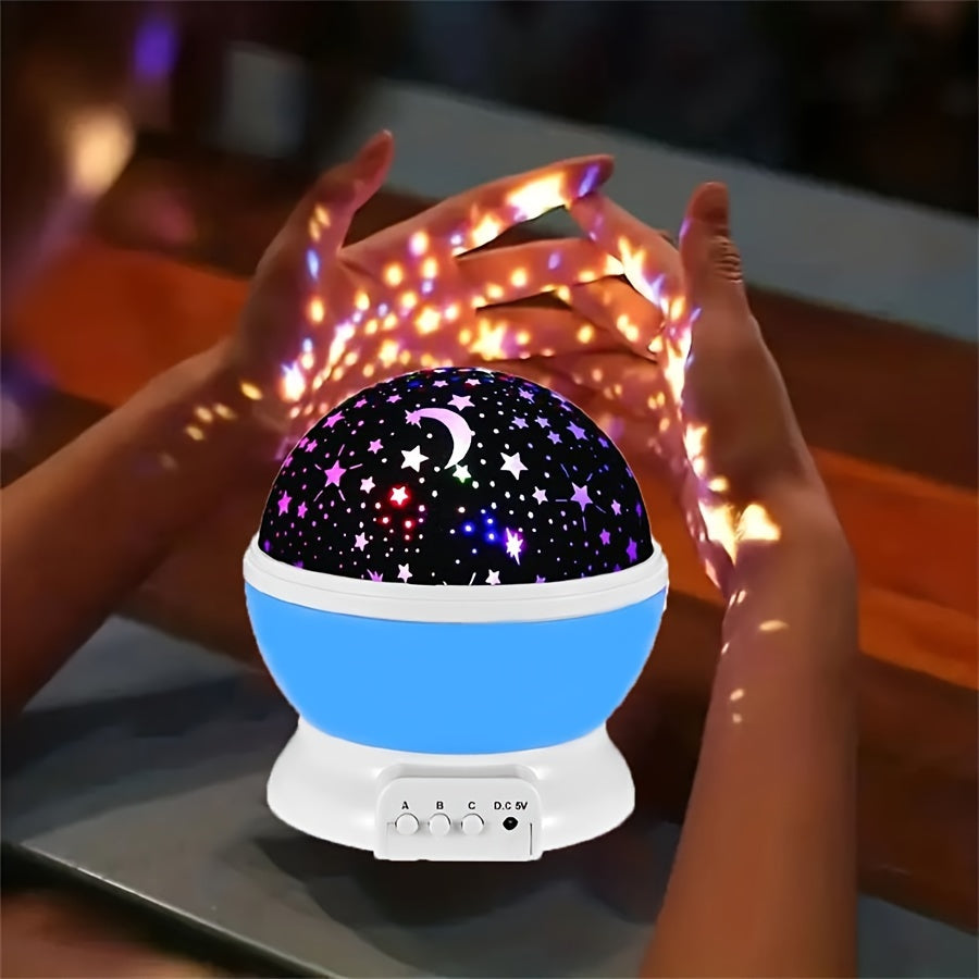 1pc 360° Rotating Star Moon Projector Night Light - 12 Color Changing Modes, USB Rechargeable, Creates Enchanting Atmosphere for Bedrooms, Parties, Perfect Birthday Gift