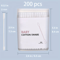 200pcs Baby Cotton Swabs For Newborn, Babies, Kids, 100%, Safe For Baby